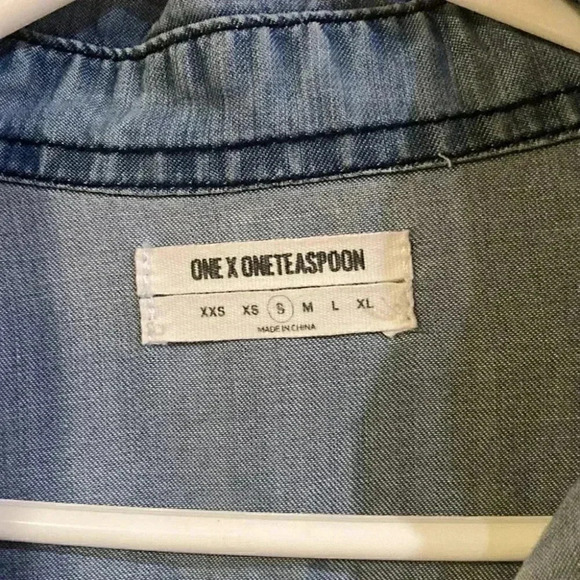 [S]One X Oneteaspoon Dallas Tencel Liberty JeanShirt Snap Button Down Distressed - Picture 4 of 9